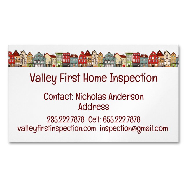 Home Inspector Licensed House Inspector  Magnetic Business Card (Front)