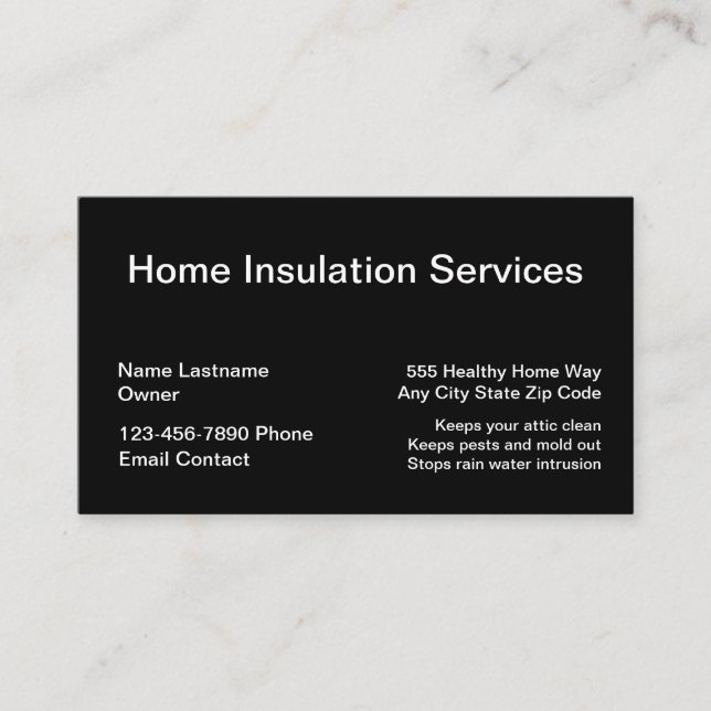 Home Insulation Business Cards (Front)