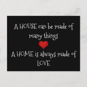 Home is always made of Love Quote Typography Heart Postcard