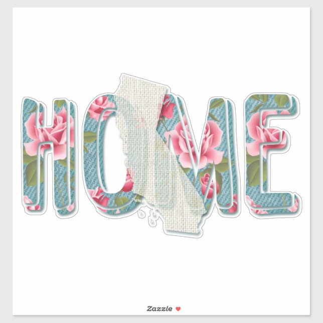 Home is California Vintage Roses Aqua Grunge (Sheet)