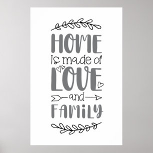 Home is Made of Love & Family Cute Love Flower Poster