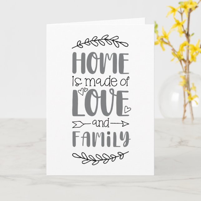 Home is Made of Love & Family Cute Love Flower Quo Card (Yellow Flower)