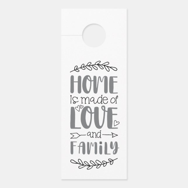 Home is Made of Love & Family Cute Love Flower Quo Door Hanger (Front)