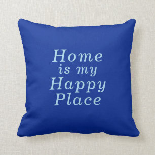 "Home is my Happy Place" Cobalt & Blue cosy Cushion