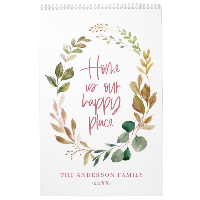 Home is our happy place watercolor foliage photo calendar (Cover)