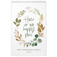 Home is our happy place watercolor foliage photo