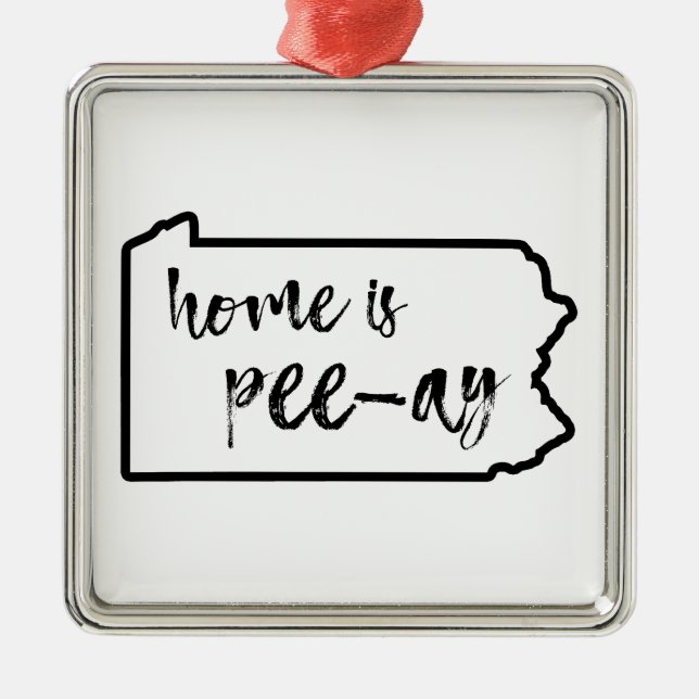 Home Is Pee-Ay Pennsylvania Metal Tree Decoration (Front)