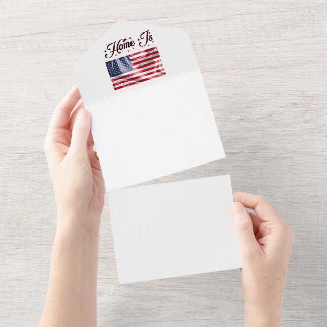 Home Is the United States Flag Happy 4th Of July All In One Invitation (Tearaway)