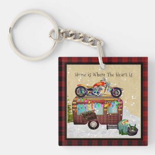 HOME IS WHERE HEART IS Funny Trailer Trash Camper Key Ring