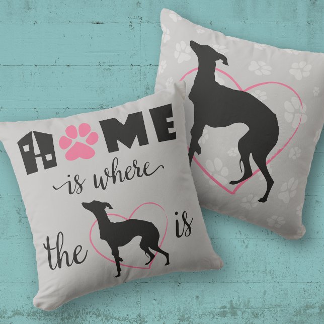 Home is where iggy dog is Quote Black text 2-sided Cushion (Creator Uploaded)
