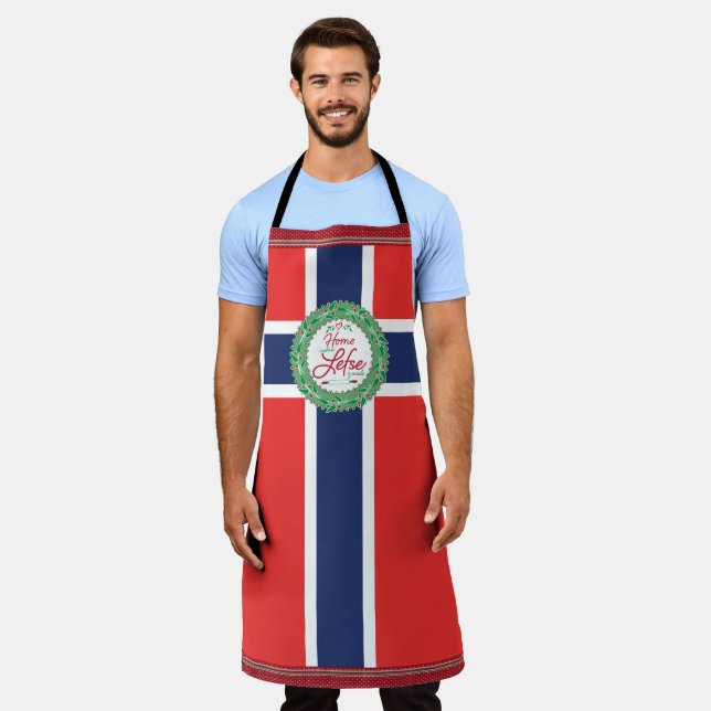 Home is Where Lefse is Made! Norwegian Flag Apron (Worn)