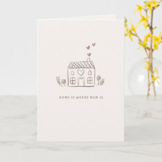Home Is Where Mum Is Card – House Sketch Mother’s 