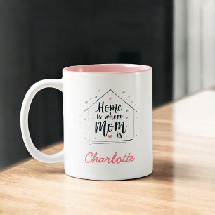 Home Is Where Mum Is Cute Minimalist Mum Two-Tone Coffee Mug