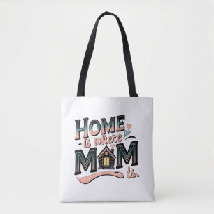 Home Is Where Mum Is ,Cute Mother's Day Gift Tote Bag