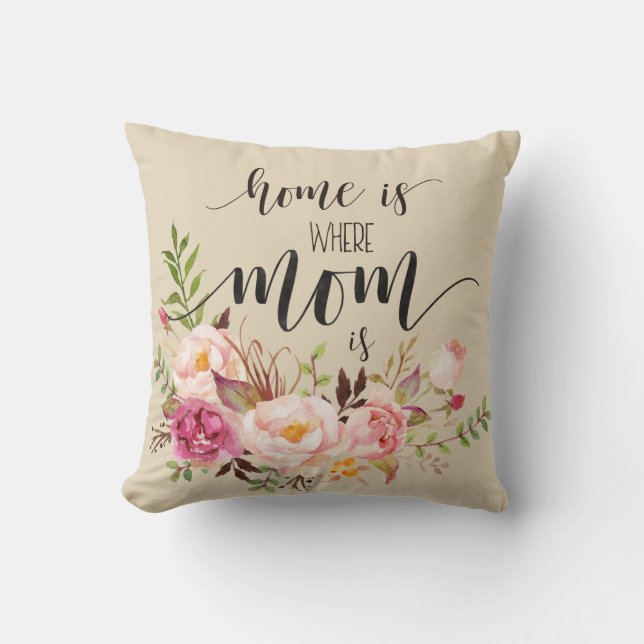 "Home is where mum is" Mother's Day Gift,Birthday Cushion (Front)
