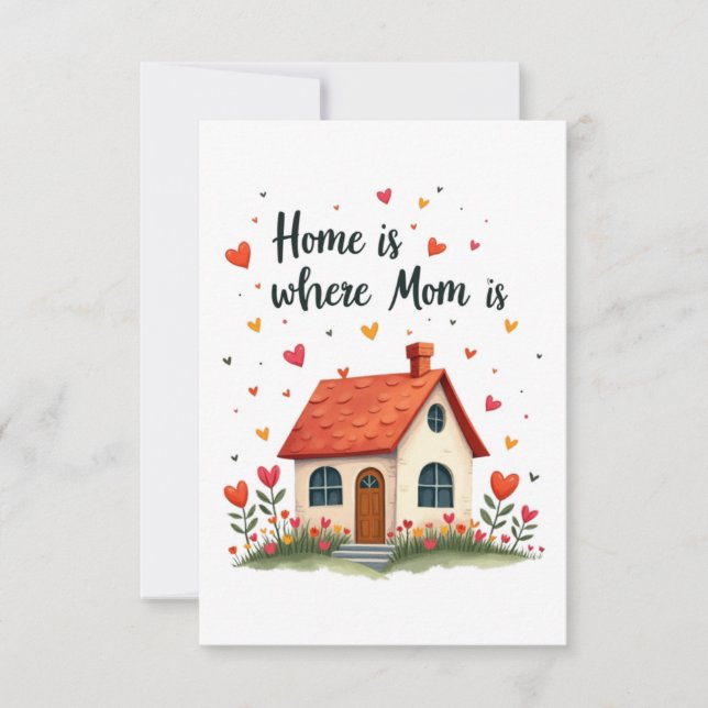 Home Is Where Mum Is– Sweet Heartfelt Mother’s Day Thank You Card (Front)