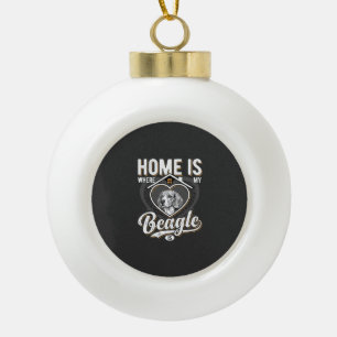Home Is Where My Beagle Is_1 Ceramic Ball Christmas Ornament