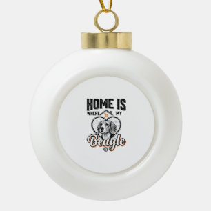 Home Is Where My Beagle Is Vintage Dog Design_1 Ceramic Ball Christmas Ornament