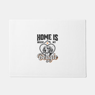 Home Is Where My Beagle Is Vintage Dog Design_1 Doormat