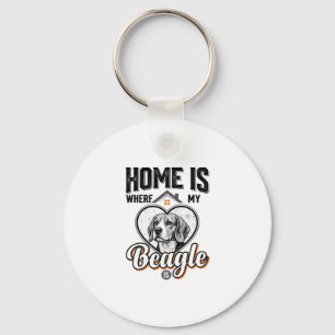 Home Is Where My Beagle Is Vintage Dog Design_1 Key Ring