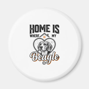Home Is Where My Beagle Is Vintage Dog Design_1 Magnet