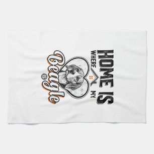 Home Is Where My Beagle Is Vintage Dog Design_1 Tea Towel