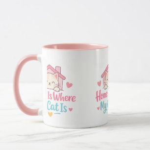 Home Is Where My Cat Is Cute Cat Lover Quote Desig Mug