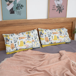 Home is Where My Cat is Pattern Monogrammed Name Pillowcase