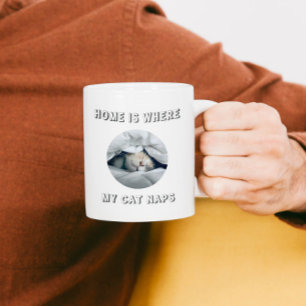 Home is where my cat naps custom photo coffee mug