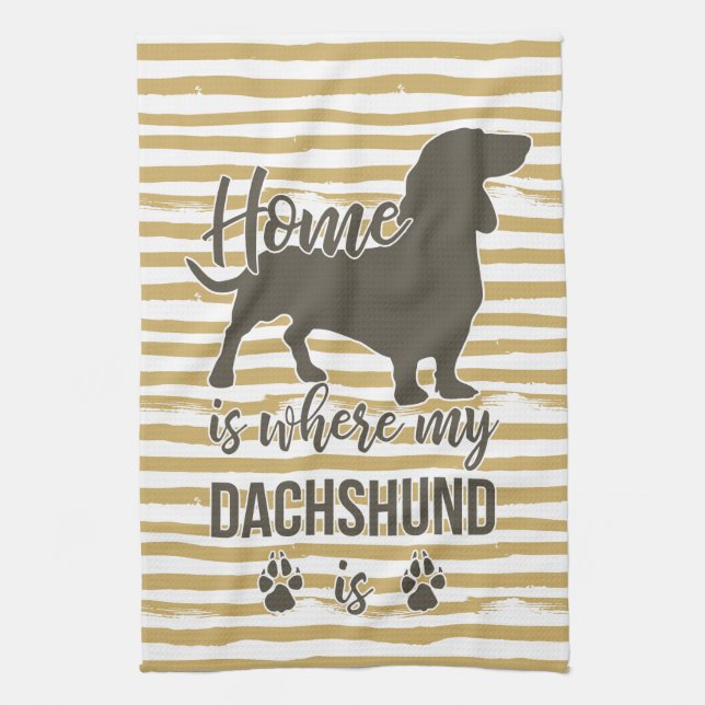 Home is Where my Dachshund is - Doxie Teckel Lover Tea Towel (Vertical)