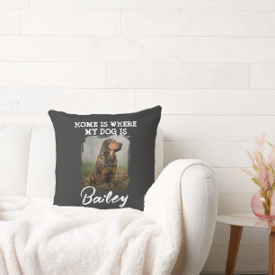 Home Is Where My Dog Is Custom Dog Name and Photo Cushion