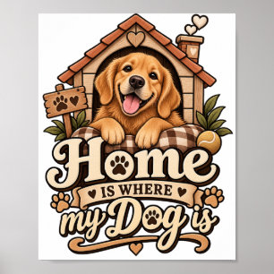 Home Is Where My Dog Is Poster   Dog mum Home Deco