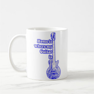 Home is where my guitar is. vintage blue guitar coffee mug