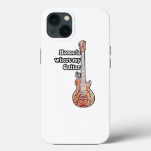 Home is where my guitar is. vintage brown guitar iPhone 13 case