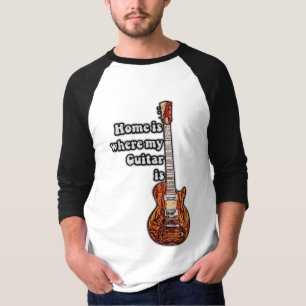 Home is where my guitar is. vintage colors guitar T-Shirt