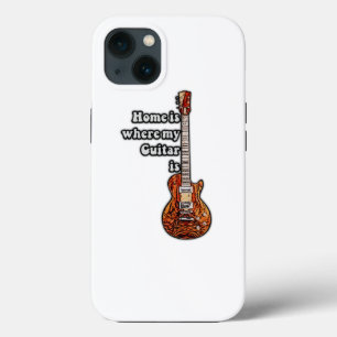 Home is where my guitar is. vintage colours guitar iPhone 13 case