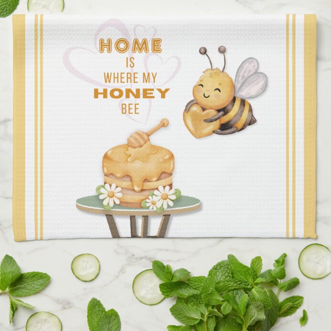 Home is Where My Honey Bee Tea Towel (Folded)