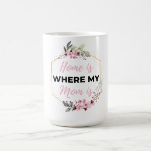 Home Is Where My Mom Is black Coffee Mug