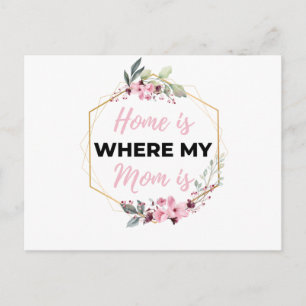 Home Is Where My Mom Is black Holiday Postcard
