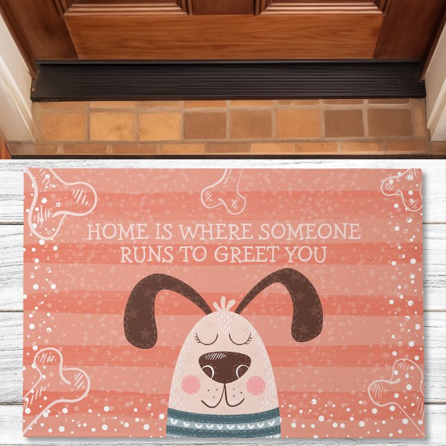 Home Is Where Someone Runs To Greet You Cute Dog Doormat (Creator Uploaded)