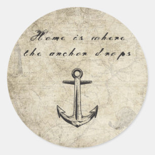 Home is Where the Anchor Drops Classic Round Sticker