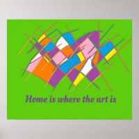 Home is where the art is logo on green design