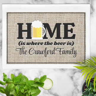 Home Is Where the Beer Is Personalised Tea Towel