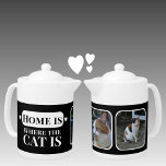 Home is where the cat is 2 photo black white<br><div class="desc">Purrfect for any cat or dog cafe connoisseur or whiskered wonder's best bud, this meow-gical teapot screams "Home is where the cat is!" Featuring two photos, it's the ultimate personalised gift for crazy cat ladies (and gents!) or anyone who finds purrs more therapeutic than therapy . Crafted in sleek black...</div>