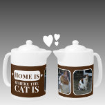 Home is where the cat is 2 photo brown white<br><div class="desc">Purrfect for any cat or dog cafe connoisseur or whiskered wonder's best bud, this meow-gical teapot screams "Home is where the cat is!" Featuring two photos, it's the ultimate personalised gift for crazy cat ladies (and gents!) or anyone who finds purrs more therapeutic than therapy . Crafted in sleek brown...</div>