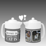 Home is where the cat is 2 photo grey white<br><div class="desc">Purrfect for any cat or dog cafe connoisseur or whiskered wonder's best bud, this meow-gical teapot screams "Home is where the cat is!" Featuring two photos, it's the ultimate personalised gift for crazy cat ladies (and gents!) or anyone who finds purrs more therapeutic than therapy . Crafted in sleek grey...</div>