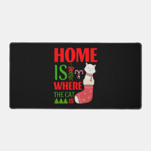 home is where the cat is Christmas Desk Mat