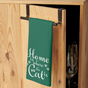 Home is where the Cat is little Paws Tea Towel