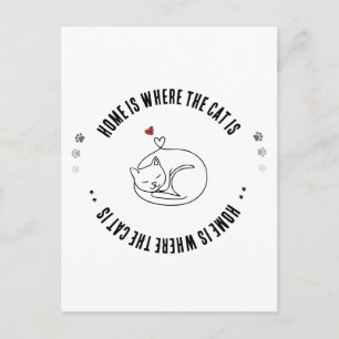 Home Is Where The Cat Is Minimalist Cute Cat Gift Postcard