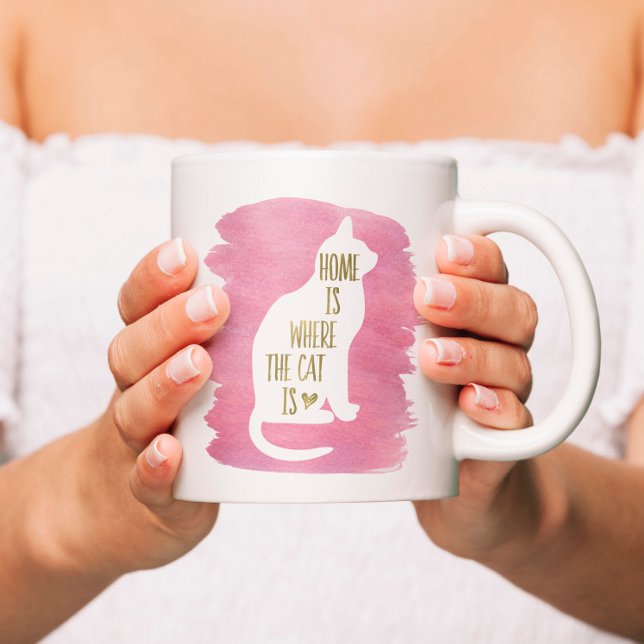 Home Is Where The Cat Is - Pink Coffee Mug (Creator Uploaded)